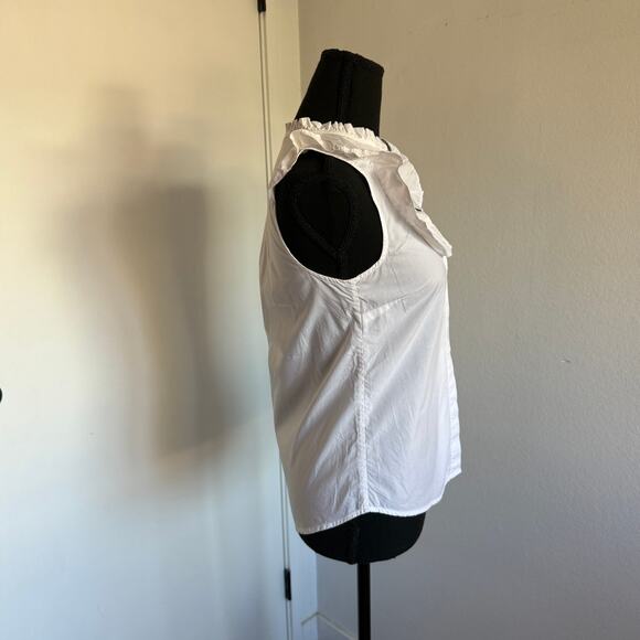 NWOT - White Button Down Bib Front Cap Sleeve Tank Blouse - 2 - Picture 6 of 9